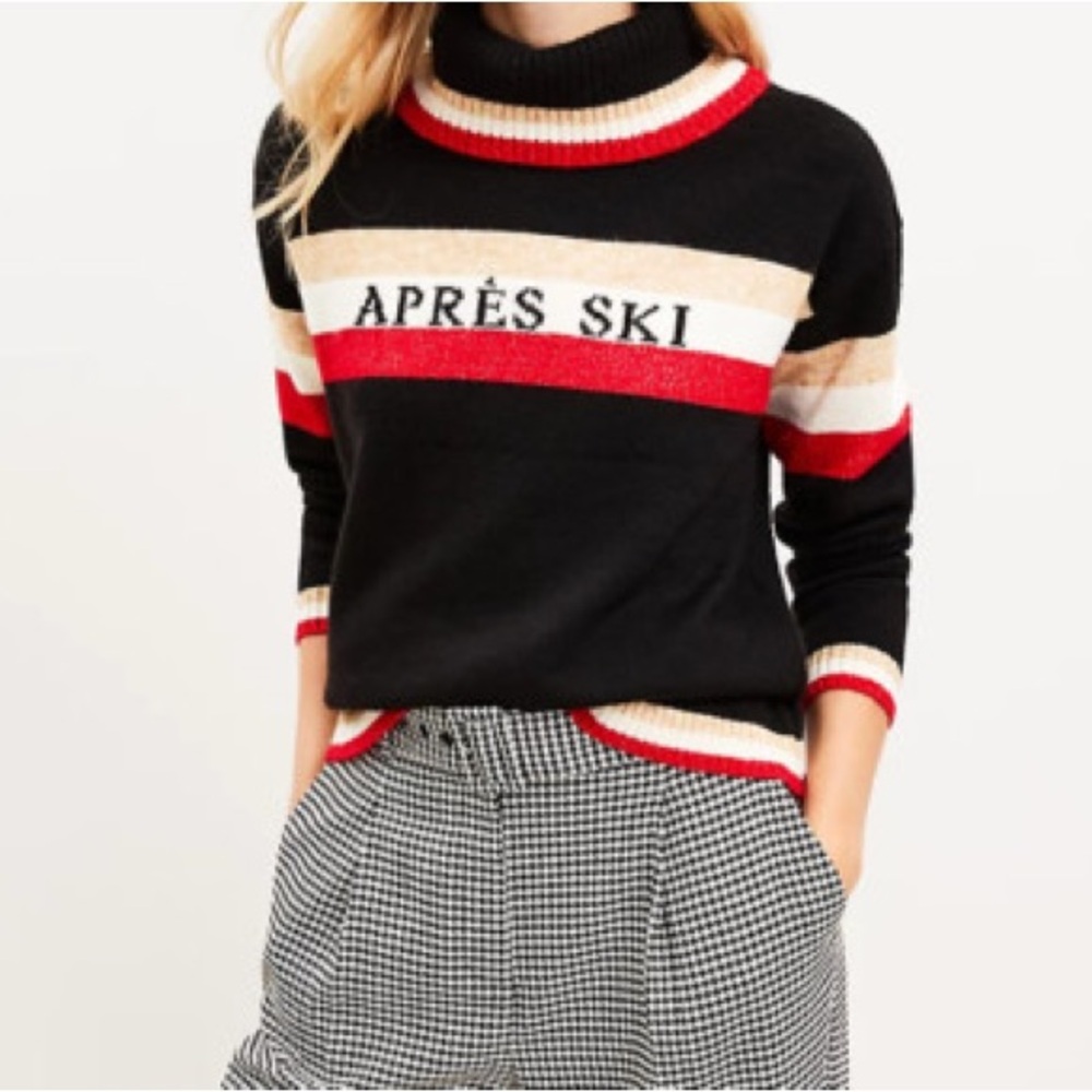 Lou & Grey Black 'Après Ski' Striped Turtleneck Sweater